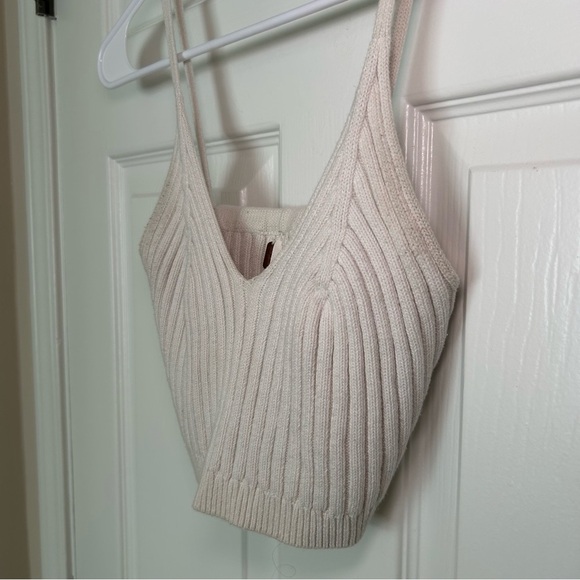 Free People Cream Ribbed Crop Top - Picture 2 of 4